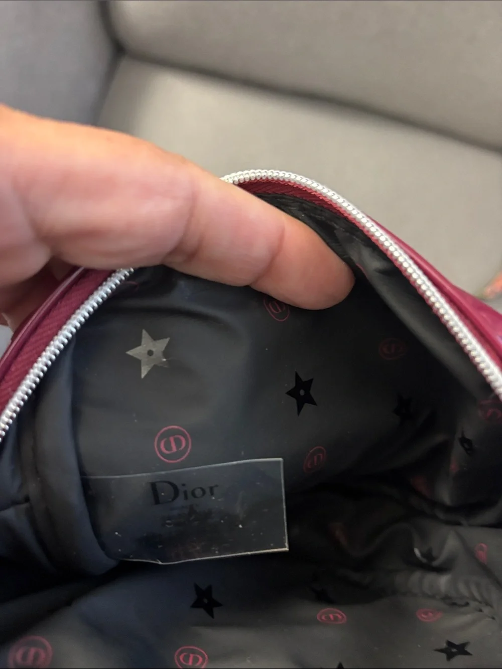 Dior Patent Leather Pouch in Burgundy Red